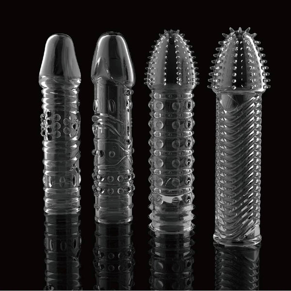 4PCS Reusable Crystal Cock Rings – Stretchy Penis Sleeves for Enhanced Performance & Enlargement