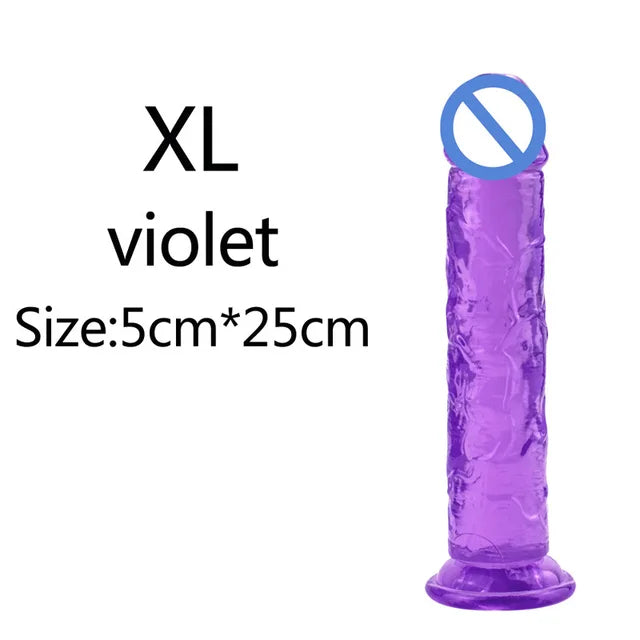 Realistic Soft Jelly Dildo – 6 Sizes, Flexible Suction Cup for Hands-Free Pleasure – Adult Sex Toy for Women, Men & Couples – Vaginal & Anal Stimulation