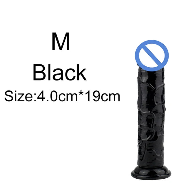 Realistic Soft Jelly Dildo – 6 Sizes, Flexible Suction Cup for Hands-Free Pleasure – Adult Sex Toy for Women, Men & Couples – Vaginal & Anal Stimulation