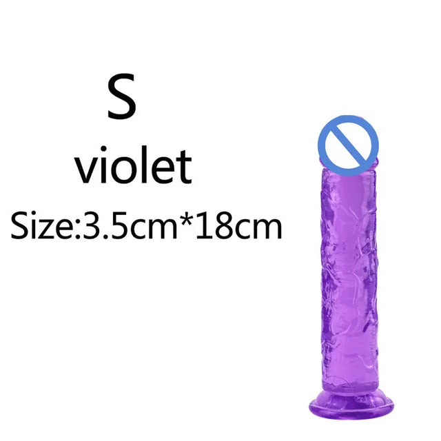 Realistic Soft Jelly Dildo – 6 Sizes, Flexible Suction Cup for Hands-Free Pleasure – Adult Sex Toy for Women, Men & Couples – Vaginal & Anal Stimulation