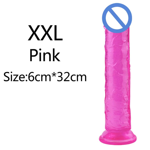 Realistic Soft Jelly Dildo – 6 Sizes, Flexible Suction Cup for Hands-Free Pleasure – Adult Sex Toy for Women, Men & Couples – Vaginal & Anal Stimulation