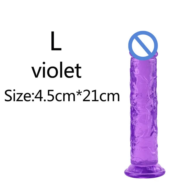 Realistic Soft Jelly Dildo – 6 Sizes, Flexible Suction Cup for Hands-Free Pleasure – Adult Sex Toy for Women, Men & Couples – Vaginal & Anal Stimulation