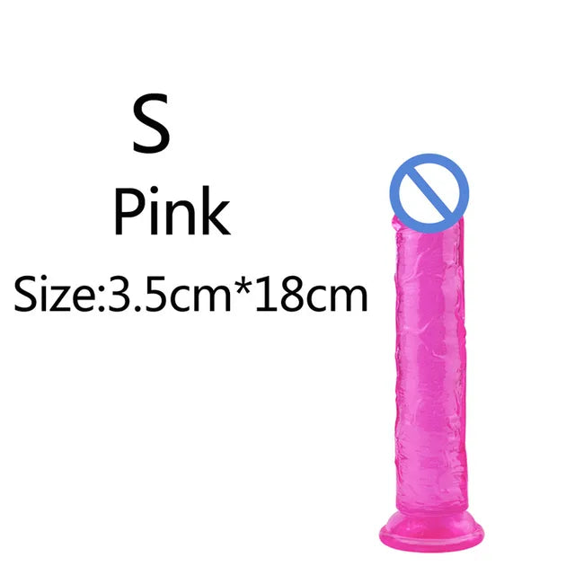 Realistic Soft Jelly Dildo – 6 Sizes, Flexible Suction Cup for Hands-Free Pleasure – Adult Sex Toy for Women, Men & Couples – Vaginal & Anal Stimulation