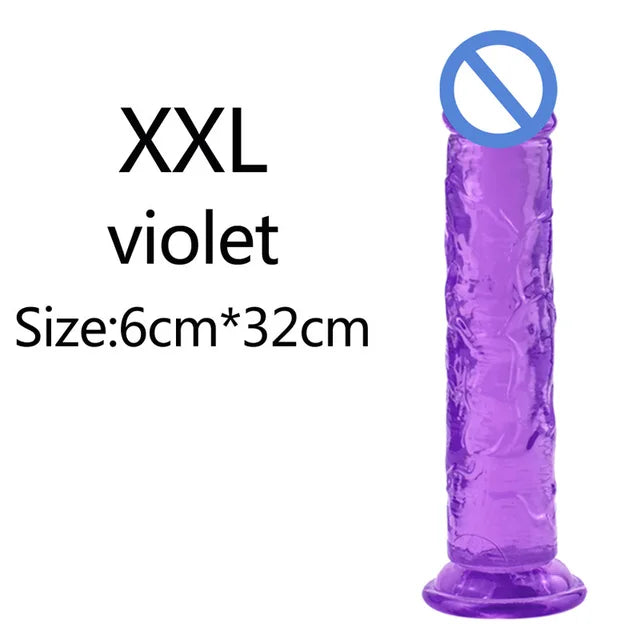 Realistic Soft Jelly Dildo – 6 Sizes, Flexible Suction Cup for Hands-Free Pleasure – Adult Sex Toy for Women, Men & Couples – Vaginal & Anal Stimulation