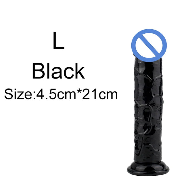 Realistic Soft Jelly Dildo – 6 Sizes, Flexible Suction Cup for Hands-Free Pleasure – Adult Sex Toy for Women, Men & Couples – Vaginal & Anal Stimulation