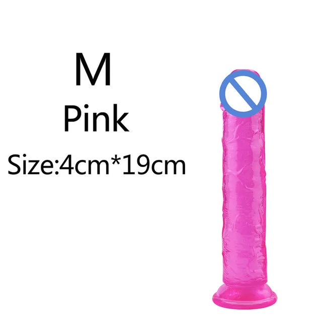Realistic Soft Jelly Dildo – 6 Sizes, Flexible Suction Cup for Hands-Free Pleasure – Adult Sex Toy for Women, Men & Couples – Vaginal & Anal Stimulation