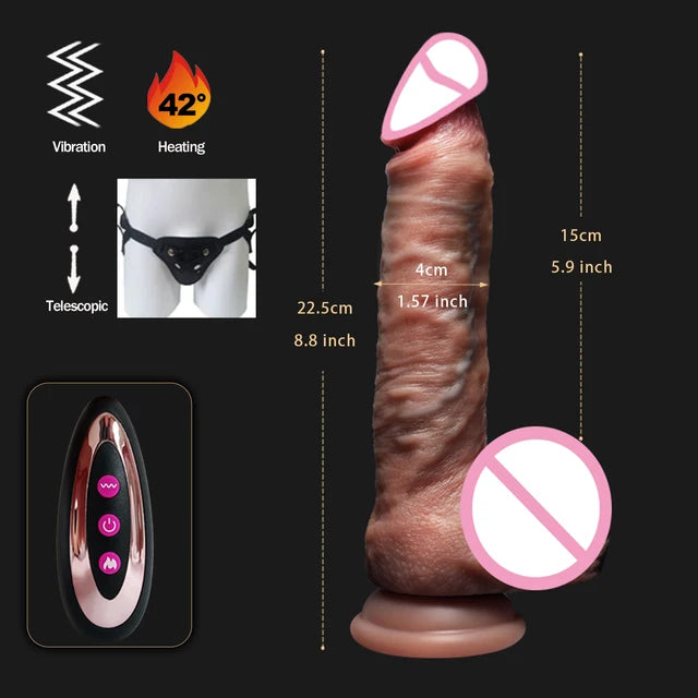 Premium Telescopic Dildo Vibrator – Heated Thrusting Sex Toy for Women & Couples