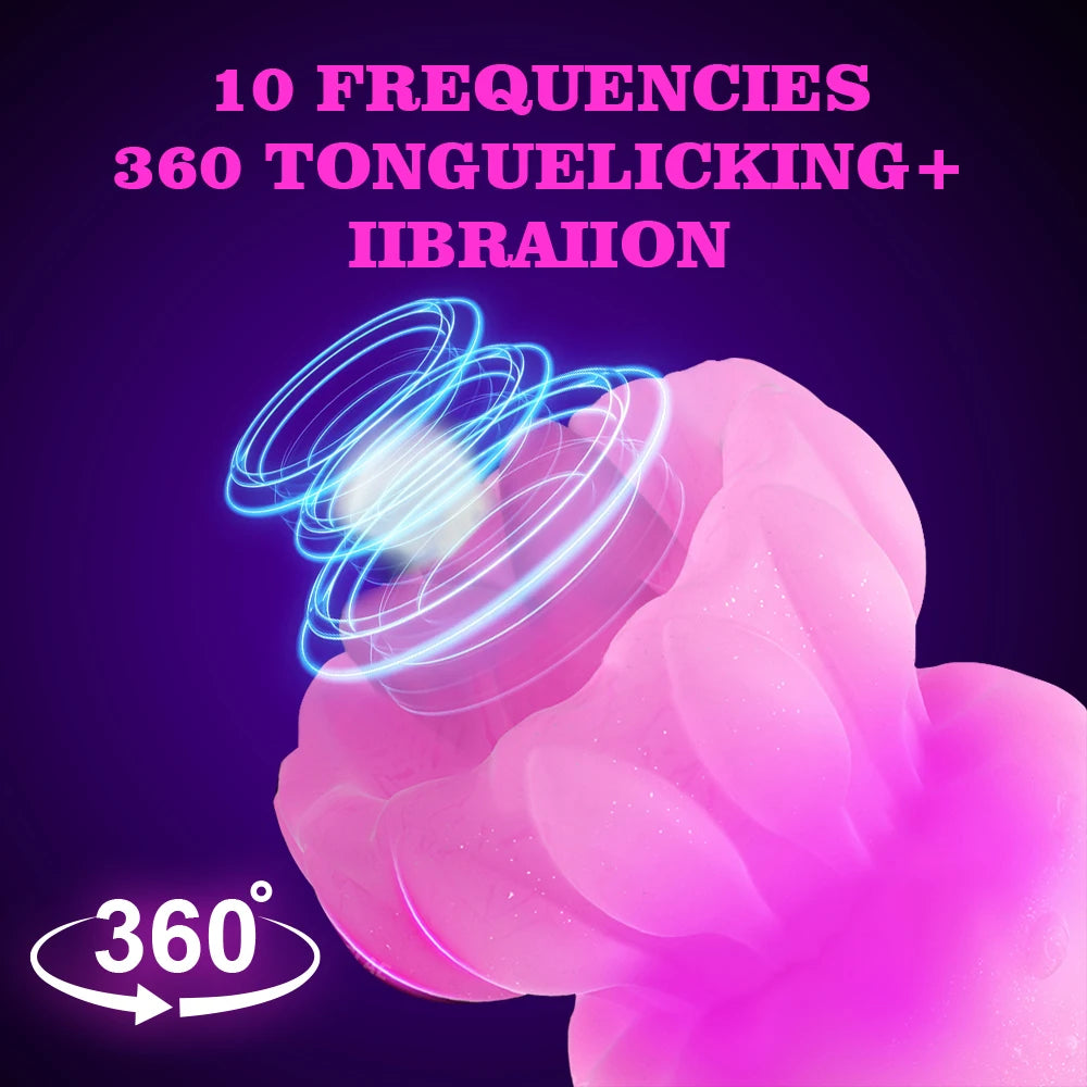 Powerful Tongue Licking Clitoral Stimulator with LED Rainbow Lights Sex Toys for Couples Jellyfish Vibrator