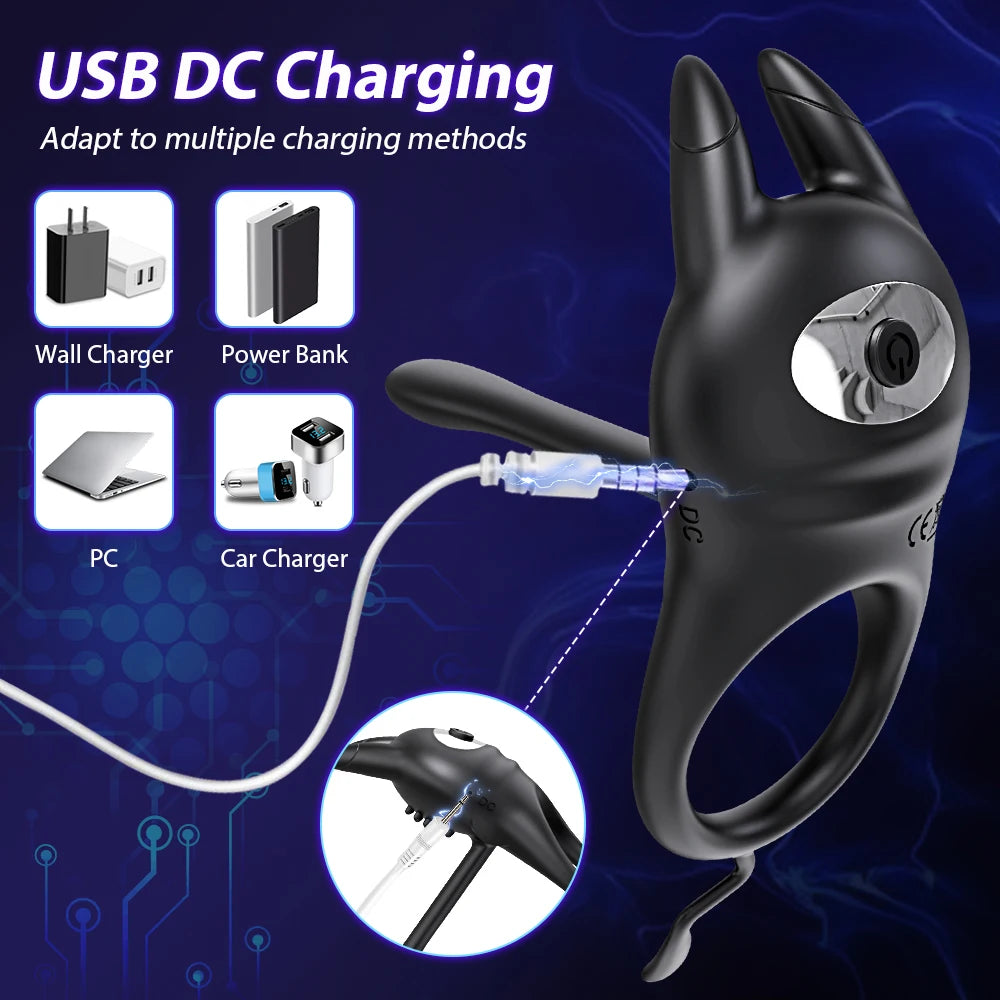 Vibrating Cock Ring for Men: Delay Ejaculation Penis Ring with Clitoral & G-Spot Stimulation