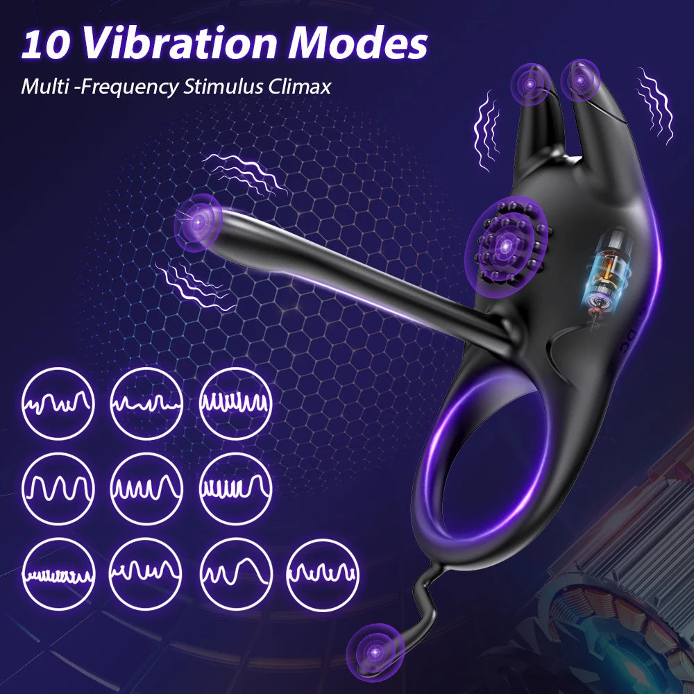 Vibrating Cock Ring for Men: Delay Ejaculation Penis Ring with Clitoral & G-Spot Stimulation