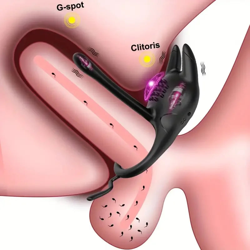 Vibrating Cock Ring for Men: Delay Ejaculation Penis Ring with Clitoral & G-Spot Stimulation