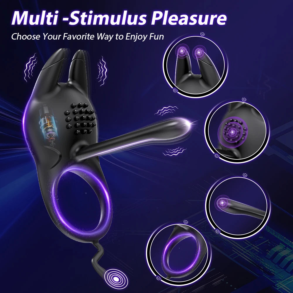 Vibrating Cock Ring for Men: Delay Ejaculation Penis Ring with Clitoral & G-Spot Stimulation