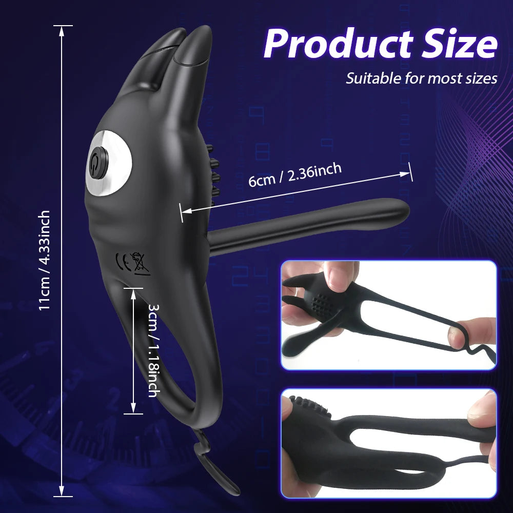 Vibrating Cock Ring for Men: Delay Ejaculation Penis Ring with Clitoral & G-Spot Stimulation