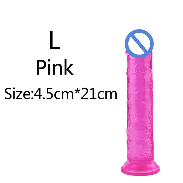 Realistic Soft Jelly Dildo – 6 Sizes, Flexible Suction Cup for Hands-Free Pleasure – Adult Sex Toy for Women, Men & Couples – Vaginal & Anal Stimulation