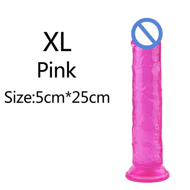 Realistic Soft Jelly Dildo – 6 Sizes, Flexible Suction Cup for Hands-Free Pleasure – Adult Sex Toy for Women, Men & Couples – Vaginal & Anal Stimulation