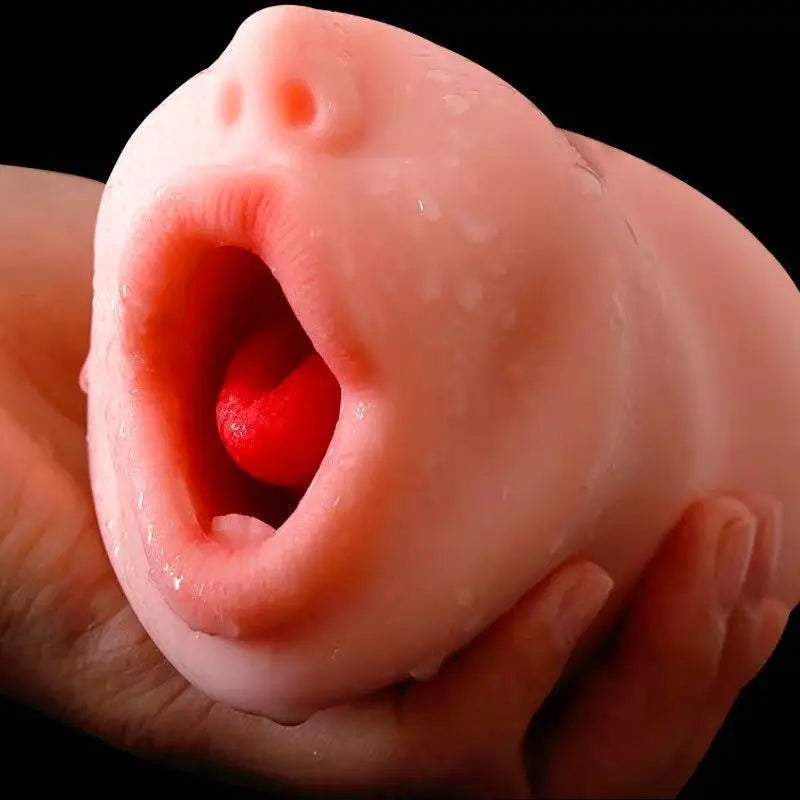 Realistic Silicone Dual-Entry Male Masturbator – Oral & Vaginal Pleasure Cup Deep Oral Masturbation Cup Dual Open Mouth Teeth Sex Toys For Men