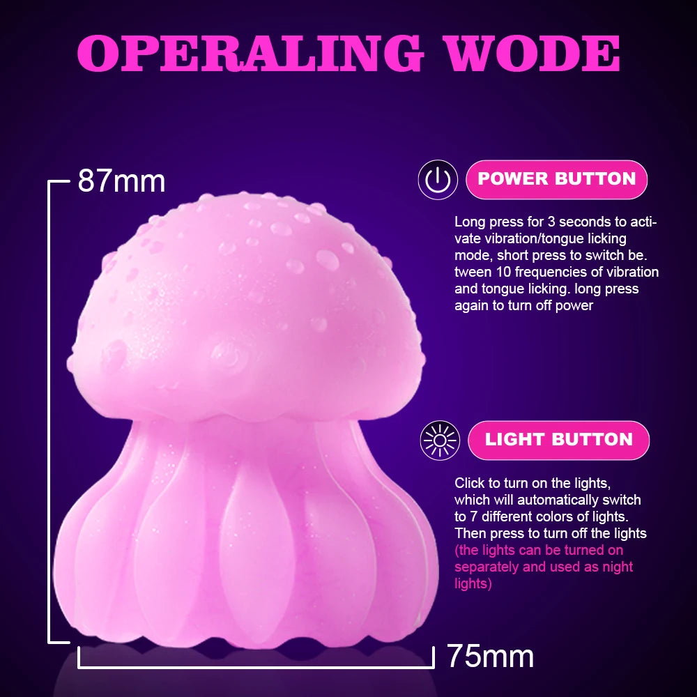 Powerful Tongue Licking Clitoral Stimulator with LED Rainbow Lights  Sex Toys for Couples Jellyfish Vibrator